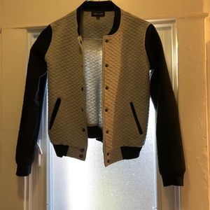 LF gray quilted bomber jacket